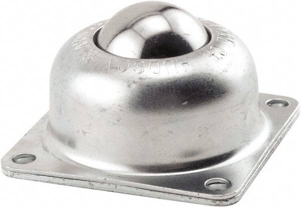 Hudson Bearing - 1-1/2 Inch Diameter, Square, Carbon Steel Ball Transfer - 1.8125 Inch Mount Height, 250 Lb. Capacity - Apex Tool & Supply