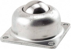 Hudson Bearing - 1-1/2 Inch Diameter, Square, Carbon Steel Ball Transfer - 1.8125 Inch Mount Height, 250 Lb. Capacity - Apex Tool & Supply