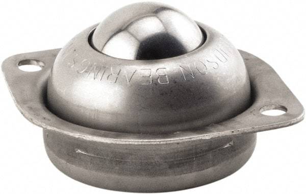 Hudson Bearing - 1 Inch Diameter, Round, Stainless Steel Ball Transfer - 3/4 Inch Mount Height, 75 Lb. Capacity - Apex Tool & Supply