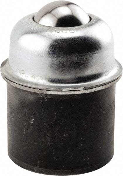 Hudson Bearing - 1-1/2 Inch Diameter, Round, Carbon Steel Ball Transfer - 3 Inch Overall Diameter, 1.8125 Inch Mount Height, 250 Lb. Capacity - Apex Tool & Supply