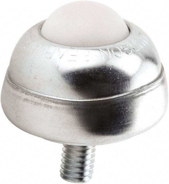 Hudson Bearing - 1 Inch Diameter, Round, Nylon Ball Transfer - 1-3/4 Inch Overall Diameter, 1-3/8 Inch Mount Height, 75 Lb. Capacity - Apex Tool & Supply