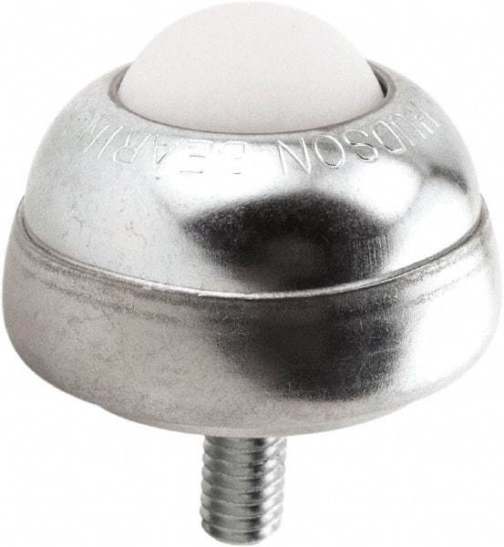 Hudson Bearing - 1 Inch Diameter, Round, Nylon Ball Transfer - 1-3/4 Inch Overall Diameter, 1-3/8 Inch Mount Height, 75 Lb. Capacity - Apex Tool & Supply