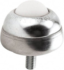 Hudson Bearing - 1 Inch Diameter, Round, Nylon Ball Transfer - 1-3/4 Inch Overall Diameter, 1-3/8 Inch Mount Height, 75 Lb. Capacity - Apex Tool & Supply