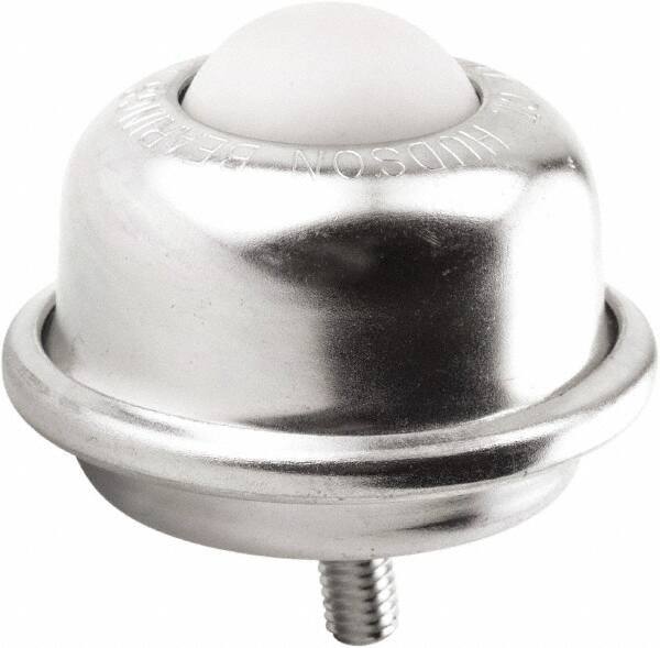 Hudson Bearing - 1-1/2 Inch Diameter, Round, Nylon Ball Transfer - 3-1/4 Inch Overall Diameter, 2.3125 Inch Mount Height, 250 Lb. Capacity - Apex Tool & Supply