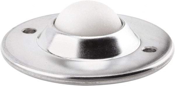 Hudson Bearing - 1-1/2 Inch Diameter, Round, Nylon Ball Transfer - 3.6563 Inch Overall Diameter, 1.1406 Inch Mount Height, 200 Lb. Capacity - Apex Tool & Supply