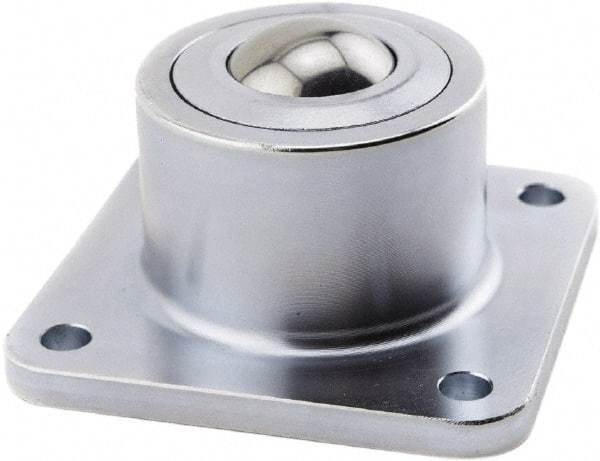 Hudson Bearing - 1.1875 Inch Diameter, Square, Stainless Steel Ball Transfer - 1.7813 Inch Mount Height, 750 Lb. Capacity - Apex Tool & Supply