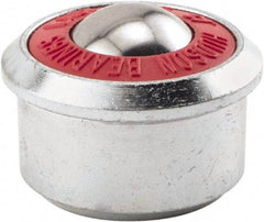 Hudson Bearing - 1.1875 Inch Diameter, Round, Stainless Steel Ball Transfer - 2 Inch Overall Diameter, 1/2 Inch Mount Height, 500 Lb. Capacity - Apex Tool & Supply