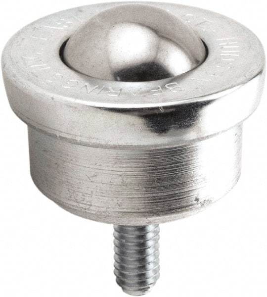 Hudson Bearing - 5/8 Inch Diameter, Round, Stainless Steel Ball Transfer - 1.1875 Inch Overall Diameter, 0.8125 Inch Mount Height, 125 Lb. Capacity - Apex Tool & Supply
