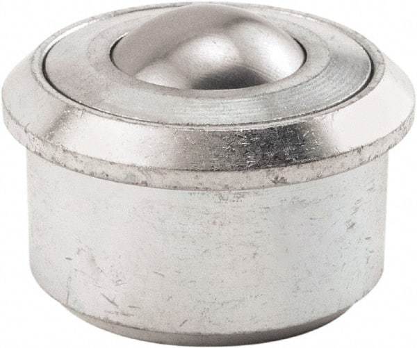 Hudson Bearing - 1.1875 Inch Diameter, Round, Stainless Steel Ball Transfer - 2 Inch Overall Diameter, 1/2 Inch Mount Height, 750 Lb. Capacity - Apex Tool & Supply