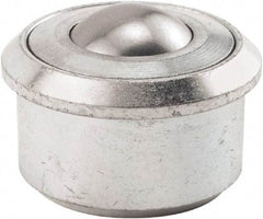 Hudson Bearing - 1.1875 Inch Diameter, Round, Stainless Steel Ball Transfer - 2 Inch Overall Diameter, 1/2 Inch Mount Height, 750 Lb. Capacity - Apex Tool & Supply