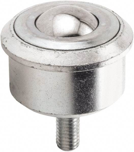 Hudson Bearing - 1.1875 Inch Diameter, Round, Stainless Steel Ball Transfer - 2 Inch Overall Diameter, 1.4375 Inch Mount Height, 750 Lb. Capacity - Apex Tool & Supply
