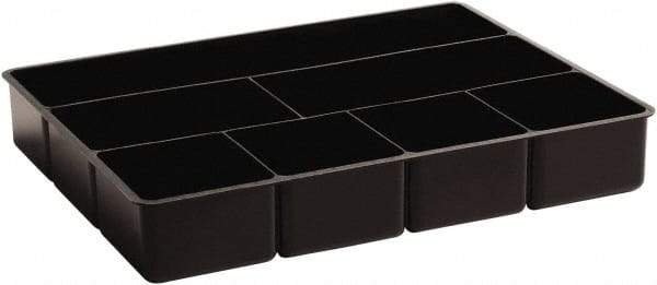 Rubbermaid - 7 Compartment, 15 Inch Wide x 11.73 Inch Deep x 2-1/2 Inch High, Drawer Organizer - Plastic, Black - Apex Tool & Supply