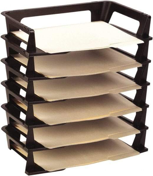 Rolodex - 15.23" Wide x 16-1/2" High x 9" Deep Plastic Document Organizer - 6 Compartments, Black, 15" Wide Compartment - Apex Tool & Supply