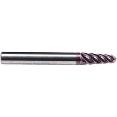 Emuge - 4° Taper Angle per Side, 17.44mm Small End Diam, 36mm LOC, Solid Carbide 6 Flute Tapered Ball End Mill - TiAlN Finish, 108mm OAL, 20mm Shank Diam, Spiral Flute, 38° Helix - Apex Tool & Supply