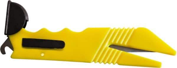 ICT - Fixed Safety Utility Knife - 1" Stainless Steel Blade, Yellow ABS Handle, 2 Blades Included - Apex Tool & Supply