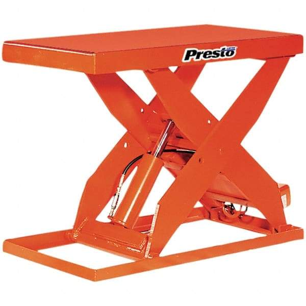 Presto Lifts - 2,000 Lb Capacity Hydraulic Scissor Lift - 7-1/4" to 43" Lift Height, 48" Platform Length x 24" Platform Width, 24" OAL - Apex Tool & Supply