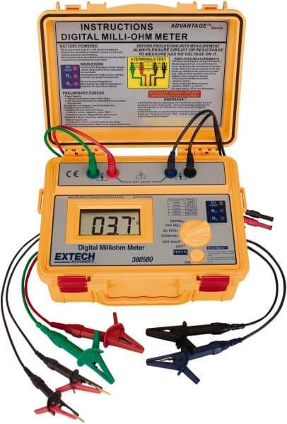 Extech - Digital LCD Display, 0.002 Megohm Electrical Insulation Resistance Tester & Megohmmeter - Powered by AA Battery - Apex Tool & Supply