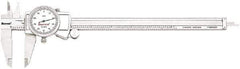 Starrett - 0" to 8" Range, 0.001" Graduation, 0.1" per Revolution, Dial Caliper - White Face, 1.5" Jaw Length, Accurate to 0.001" - Apex Tool & Supply