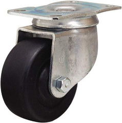 Hamilton - 3" Diam x 1-1/4" Wide x 4" OAH Top Plate Mount Swivel Caster - Hard Rubber, 210 Lb Capacity, Self-Lubricating Bearing, 2-1/2 x 3-3/4" Plate - Apex Tool & Supply