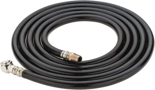 PRO-SOURCE - 1/4" ID x 1/2" OD 10' Long Air Tank Hose - Tire Chuck Ends, 300 Working psi, 158°, 1/4" Fitting, Black - Apex Tool & Supply