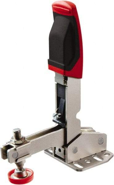 Bessey - 700 Lb Holding Capacity, Vertical Handle, Manual Hold Down Toggle Clamp - 55° Handle Movement, 45° Bar Opening, U-Bar, Flanged Base, Carbon Steel - Apex Tool & Supply