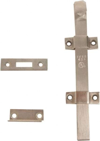 IVES - 8 Inch Long, 1 Inch Wide, Surface Bolt - Steel, Satin Chrome Finish - Apex Tool & Supply