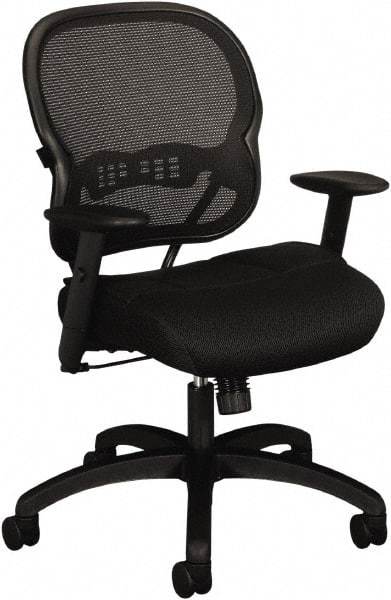 Basyx - 41-3/4" High Mid Back Chair - 27-3/8" Wide x 26-3/8" Deep, Padded Mesh Seat, Black - Apex Tool & Supply
