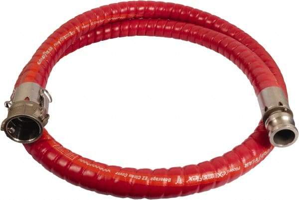 Continental ContiTech - 3" Inside x 3.601" Outside Diam, 220°F, Male x Female Camlock Food & Beverage Hose - 6" Bend Radius, Red, 15' Long, 200 Max psi, 29 Vacuum Rating - Apex Tool & Supply