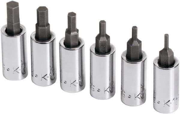 SK - 6 Piece 1/4" Drive Metric Hex Bit Socket Set - 2 to 6mm Hex - Apex Tool & Supply