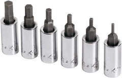 SK - 6 Piece 1/4" Drive Metric Hex Bit Socket Set - 2 to 6mm Hex - Apex Tool & Supply