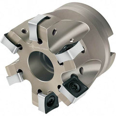 Walter - 5 Inserts, 80mm Cut Diam, 27mm Arbor Diam, 10mm Max Depth of Cut, Indexable Square-Shoulder Face Mill - 50mm High, SN.X 1205.. Insert Compatibility, Through Coolant, Series Xtra-tec - Apex Tool & Supply