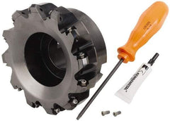 Kennametal - 5" Cut Diam, 1-1/2" Arbor Hole, 4.45mm Max Depth of Cut, 30° Indexable Chamfer & Angle Face Mill - 12 Inserts, HNGJ 0604... Insert, Right Hand Cut, 12 Flutes, Through Coolant, Series Dodeka Mini HD - Apex Tool & Supply