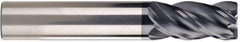 SGS - 25mm, 38mm LOC, 25mm Shank Diam, 104mm OAL, 4 Flute, Solid Carbide Square End Mill - Single End, AlTiN Finish, Spiral Flute, Variable° Helix, Centercutting, Right Hand Cut, Right Hand Flute, Series Z1M - Apex Tool & Supply