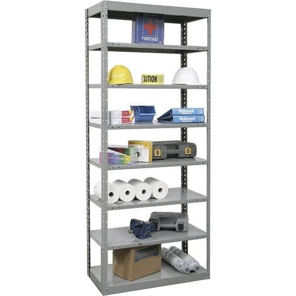 Hallowell - 8 Shelf Starter Heavy-Duty Open Steel Shelving - 450 Lb Capacity, 48" Wide x 87" High x 18" Deep, Gray - Apex Tool & Supply
