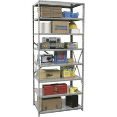 Hallowell - 8 Shelf Starter Medium-Duty Open Steel Shelving - 375 Lb Capacity, 48" Wide x 87" High x 18" Deep, Gray - Apex Tool & Supply