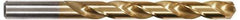 Hertel - Letter T 135° High Speed Steel Jobber Drill - TiN Finish, Right Hand Cut, Spiral Flute, Straight Shank, 4-7/8" OAL, Split Point - Apex Tool & Supply