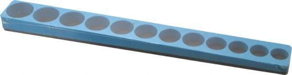 Made in USA - 12 Piece Capacity Magnetic Shallow Socket Holder - 3/8" Drive, Blue - Apex Tool & Supply
