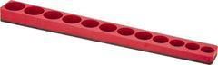 Made in USA - 12 Piece Capacity Magnetic Shallow Socket Holder - 3/8" Drive, Red - Apex Tool & Supply