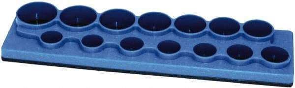 Made in USA - 12 Piece Capacity Magnetic Shallow Socket Holder - 1/2" Drive, Blue - Apex Tool & Supply