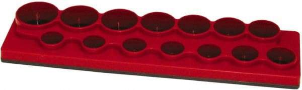 Made in USA - 12 Piece Capacity Magnetic Shallow Socket Holder - 1/2" Drive, Red - Apex Tool & Supply
