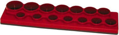 Made in USA - 12 Piece Capacity Magnetic Shallow Socket Holder - 1/2" Drive, Red - Apex Tool & Supply