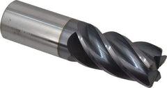 Accupro - 1", 5 Flute, Single End, Solid Carbide, 0.09" Corner Radius End Mill - 4" OAL, Right Hand Flute, 2" LOC, Right Hand Cut - Apex Tool & Supply