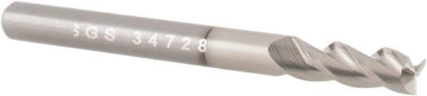 SGS - 1/2", 2" LOC, 1/2" Shank Diam, 4" OAL, 3 Flute, Solid Carbide Square End Mill - Single End, TiB2 Finish, Spiral Flute, 38° Helix, Right Hand Cut, Right Hand Flute, Series 43 - Apex Tool & Supply