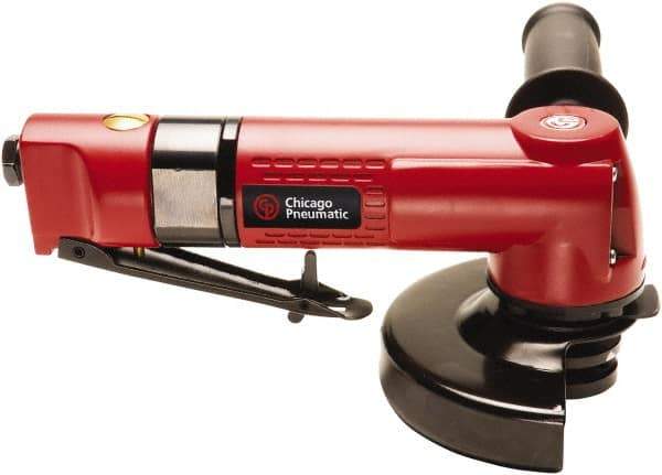 Chicago Pneumatic - 4-1/2" Wheel Diam, 12,000 RPM, Pneumatic Angle & Disc Grinder - 3/8-24 Spindle, 29.7 CFM, Front Exhaust - Apex Tool & Supply