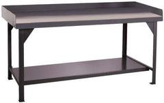 Durham - 72 Wide x 30" Deep x 35" High, Cold-Rolled Steel Workbench with Lower Shelf - Flat Top, Rounded Edge, Fixed Legs With Pre-Drill Holes for Anchoring - Apex Tool & Supply