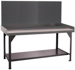 Durham - 60 Wide x 30" Deep x 47" High, Cold-Rolled Steel Workbench with Pegboard - Flat Top, Rounded Edge, Fixed Legs With Pre-Drill Holes for Anchoring - Apex Tool & Supply