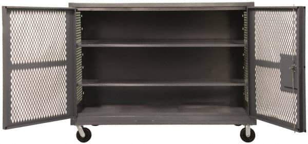 Durham - 2,000 Lb Capacity, 2 Shelf, Mesh Security Truck - 48" Long x 48-1/2" Wide x 56-7/16" High - Apex Tool & Supply