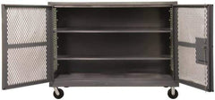 Durham - 2,000 Lb Capacity, 2 Shelf, Mesh Security Truck - 48" Long x 48-1/2" Wide x 56-7/16" High - Apex Tool & Supply