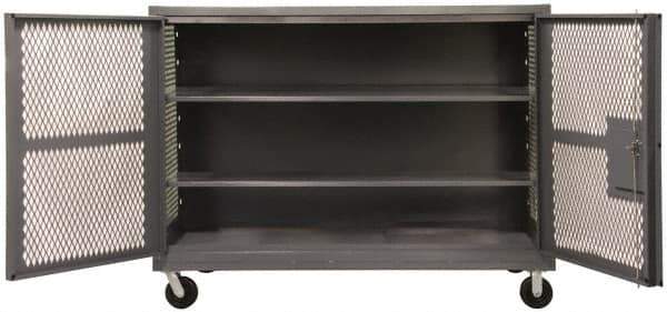 Durham - 2,000 Lb Capacity, 1 Shelf, Mesh Security Truck - 60" Long x 60-1/2" Wide x 56-7/16" High - Apex Tool & Supply