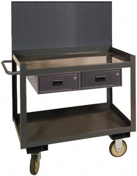 Durham - 1,200 Lb Capacity, 30" Wide x 36" Long x 54-7/8" High Heavy Duty Service Cart - 2 Shelf, Steel - Apex Tool & Supply